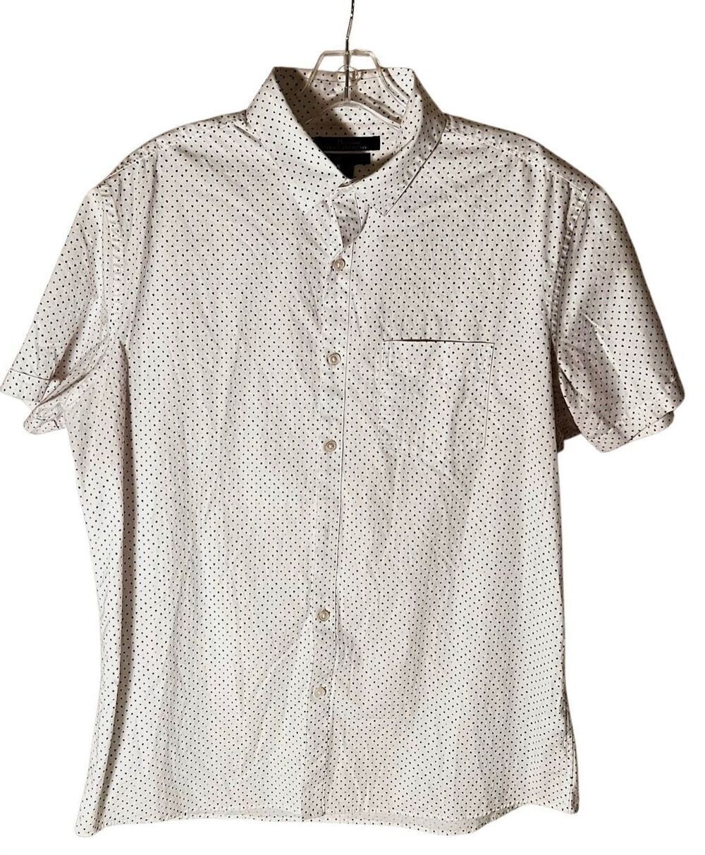 Marc Anthony Men's Short Sleeve Geometric All OverPrint Button-Up Shirt Size L